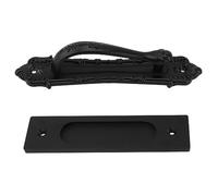 Cocoarm Manija de Puerta Corrediza de Granero Tiradores de Puerta de Granero de Aleación de Aluminio Doble Cara Negro Montado en Superficie Panel de 6 Mm Parte Posterior Plana para Gabinete Armario