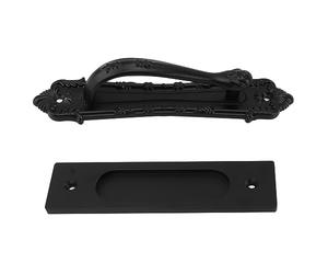 Cocoarm Manija de Puerta Corrediza de Granero Tiradores de Puerta de Granero de Aleación de Aluminio Doble Cara Negro Montado en Superficie Panel de 6 Mm Parte Posterior Plana para Gabinete Armario
