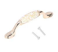Cocoarm Manija de Puerta de Gabinete Dorada Nórdica, Manija de Muebles de Aleación de Zinc y Cerámica, Empuñadura Arqueada con 2 Tornillos para Cajón, Armario, Estantería, Mesa de Centro (1320C-60-96)