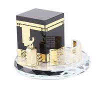 Cocoarm Maqueta de la Kaaba Islámica, Modelo Arquitectónico de Mezquita en Cristal Chapado en Oro, Decoración de Escritorio de 3 Piezas