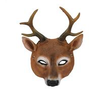 Cocoarm Máscara de la Mitad de la Máscara de la de Ciervo de los Renos de Asta de la Hecha a Mano Cómoda en la Realeza Detallada para la Fiesta de Carnaval de Navidad de Halloween (BROWN)