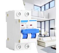 Cocoarm Mini Disyuntor, 2P DZ47 63 25A/40A/50A/63A, Alta Sensibilidad, Tamaño Compacto, Tratamiento Templado, Material de Primera Calidad, Adecuado para Energía Solar, (25A)