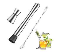 Cocoarm Muddler de Cóctel de Acero Inoxidable con Martillo Triturador, Cuchara Agitadora Torcida Pulida, 150 G para Bares, Cafeterías, Restaurantes, Hoteles, Mezcla de Hielo de Menta, Limón y Bayas