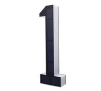 Cocoarm Número de Casa Solar LED, Señal de Dirección Retroiluminada de PC ABS, Placa de Puerta Blanca y Negra de 9 Pulgadas con Batería de 600 MAh, Número de Puerta de Porche de Pared Exterior