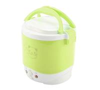 Cocoarm Olla Arrocera Eléctrica Vaporizador de Alimentos Portátil con Revestimiento Antiadherente 12 V 100 W 1 L para Viajes en Coche Uso Doméstico Cubo de Seguridad Doble con Cuchara Medidora (GREEN)