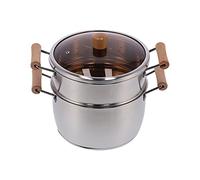 Cocoarm Olla de Multiusos de Acero Inoxidable con Asas de Doble Oreja y Tapa de Vidrio, Cocina de Fideos de Grado Alimenticio 304 para Gachas, Bola de Masa, Pasta, Verduras, Mariscos