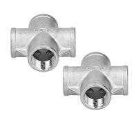 Cocoarm Paquete de 2 Adaptadores de 4 Vías NPT de 1,2 Pulgadas, Conector de Tubería de Acero Inoxidable, Accesorio de Rosca Hembra 304 para Elaboración Casera y Control de Flujo de Líquido,