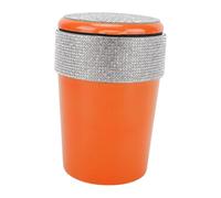 Cocoarm Pequeño Cubo de Basura de Cristal, Mini Cubo de Basura de Acero Inoxidable para Escritorio, Organizador Compacto para el Hogar y el Coche (GREEN) (ORANGE)