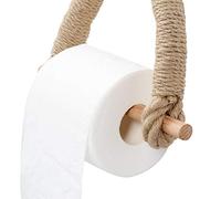 Cocoarm Portarrollos de Papel Higiénico, Toallero Vintage de Cuerda de Cáñamo, Diseño Elegante, Madera Rústica, Organizador de Baño y Cocina Que Ahorra Espacio (Colores Variados)