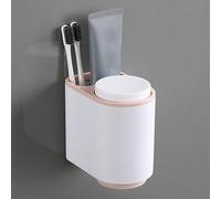 Cocoarm Portavasos para Hacer Gárgaras, Estante para Vasos de Cepillo de Dientes de PP ABS, Suspensión Magnética con Orificio de Drenaje, Almacenamiento Oculto de Doble Taza para Uso en la Pared del