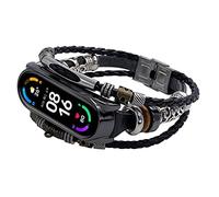 Cocoarm Pulsera de Cuero con Cuentas para Xiaomi Mi Band 6/5, 16-20cm (01) | Marco de aleación de zinc con hebilla de acero inoxidable, diseño de tejido étnico, longitud ajustable, accesorio de