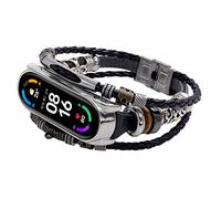Cocoarm Pulsera de Cuero con Cuentas para Xiaomi Mi Band 6/5, 16-20cm (03) | Marco de aleación de zinc con hebilla de acero inoxidable, diseño de tejido étnico, longitud ajustable, accesorio de