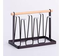 Cocoarm Rejilla para Secar Tazas, Rejilla para Secar Botellas de Agua de Hierro Galvanizado con de Madera, Soporte para Ahorrar Espacio con 6 Ganchos, 13x23,5x18,5 Cm para Almacenamiento de Tazas en