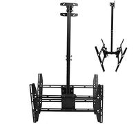 Cocoarm Soporte de TV de Hierro para Montaje en Techo de Doble Pantalla para Televisores de 37 a 70 Pulgadas, Altura Ajustable de 31,5 a 44,5 Pulgadas, Inclinación Giratoria de 90 Grados para Bares,