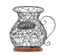 Cocoarm Soporte para Cápsulas de café Cesta de Almacenamiento de Cápsulas de café de Alambre Metálico con Base de Madera Maciza 7,28 X 6,10 X 4,72 Pulgadas Organizador de Escritorio que Ahorra (BLACK)