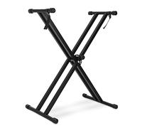 Cocoarm Soporte para teclado y teclado, portátil, doble puntal de altura regulable, plegable,Soporte de órgano electrónico desmontable de tubo en forma de X de una sola capa negro con correas