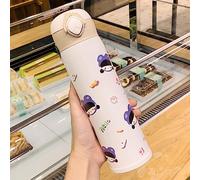 Cocoarm Taza de Vacío de Dibujos Animados Taza Aislada Al Vacío de Acero Inoxidable con Tapa Emergente Compartimento para té Cerradura de Seguridad Frasco de Portátil de 17.6 Oz para Viajes Oficina