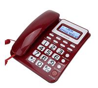 Cocoarm Teléfono con Cable, Teléfono con Cable ABS con Pantalla de Identificación de Llamadas, Identificador de Llamadas Multifuncional y Calculadora para Uso en la Oficina en el Hogar (Rojo)