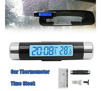 Cocoarm Termómetro de Reloj para Automóvil, Forma de Barril de Plástico, Pantalla LCD Digital, Tiempo y Temperatura de Fácil Lectura para Tablero de Instrumentos del Vehículo (Como se muestra)