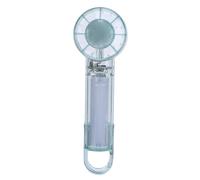 Cocoarm Ventilador de Mano Transparente, 3 Velocidades, Recargable por | Batería de litio de 1200 mAh, turbina eólica de 4,8 m/s, gancho retráctil, uso de escritorio o colgante, desplazamiento al