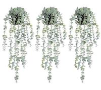 COCOBOO 3 Plantas Falsas Colgantes, Plantas Colgantes Artificiales de eucalipto en Maceta para Pared, habitación, hogar, Patio, decoración Interior y Exterior