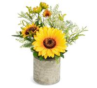 COCOBOO Maceta de Flores Artificiales de Girasol, decoración de Girasol, Flores Falsas Amarillas en macetas, para el hogar, baño, Cocina