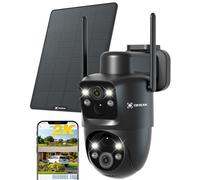 COCOCAM 2K Doble Lente Camara Vigilancia WiFi Exterior Solar, Batería 10000mAh, Panel Solar 6W, PIR Dual y Detección Humana AI, Visión Nocturna Color, 355°P 90°T, IP66, WiFi 2.4G