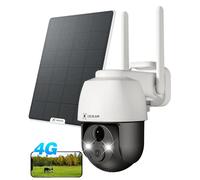 COCOCAM 4G LTE Camara Vigilancia Exterior Solar Sin WiFi con Tarjeta SIM, 2K PTZ Inalámbrico, 10000mAh, 6W Panel Solar, Detección Humana PIR, Reconocimiento AI, IP66, Funciona con Alexa