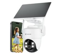 COCOCAM 4K 8MP Camara Vigilancia WiFi Exterior Solar con 10000mAh Batería, Panel Solar Ajustable 5W, Reconocimiento por IA, Detección Humana Mediante PIR, 355°P 90°T, WiFi 2.4GHz, WiFi 6, IP66