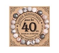 CoCoCherry Regalo Mujer 40 Años - Pulsera Mujer, Regalo de 40 Años Mujer Pulsera Personalizada, Regalo Personalizado Mujer, Regalo Cumpleaños Mujer, Regalo Navidad Mujer., Moyenne, Gema, Piedra