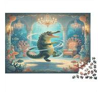 Cocodrilo Bailarín Submarino Puzzle de 1000 Piezas Papel Puzzle para Adultos Salón de Baile Acuario Fantasía Relajación Familia Regalo Decorativo 38x26cm/1000pcs
