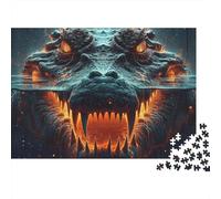 Cocodrilo Bajo el Agua Puzzle de 1000 Piezas para Adultos Juego de Puzzle 1000 Piezas Monstruo Alivio Estrés Decoración Hogar 38x26cm/1000pcs