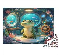 Cocodrilo Bebé Submarino Puzzle de 1000 Piezas Papel para Adultos Escena Exploración Oceánica Puzzle para Toda la Familia Relajación Decoración Regalo 38x26cm/1000pcs