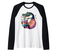 Cocodrilo Cocodrilo Burbuja Boba Tea Anime Lindo Kawaii Camiseta Manga Raglan