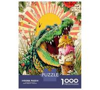 Cocodrilo con Helado al Sol 1000 Piezas Paquete De Puzzle Fauna caprichosa Fun Puzzle Cartón Extra Grueso - Favorito De Coleccionistas, Relajación, Regalo Genial para Viajes O - 52x38cm/1000pcs