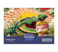 Cocodrilo con Helado al Sol 1000 Piezas Set De Puzzle Fauna caprichosa Fun Puzzle Clásico, Cartón Resistente - para Parejas, Ultra Difícil, Top Calificado, Actividad Casa - 52x38cm/1000pcs