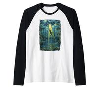 Cocodrilo de abducción alienígena en pantano Camiseta Manga Raglan