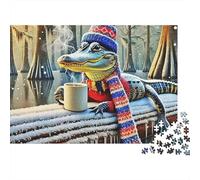 Cocodrilo de Pantano Invernal Puzzle de 1000 Piezas Papel para Adultos Escena Acogedora Relajación Decoración Hogar Regalo Familia 70x50cm/1000pcs