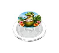 Cocodrilo Divertido en la Playa, Flores Tropicales de Coco PopSockets PopGrip para MagSafe