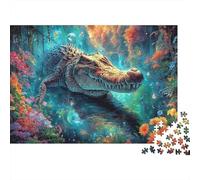 Cocodrilo en Encantado río Selva Puzzle 1000 Piezas - Vida Silvestre Rompecabezas, Regalo, Juego Familiar, Decoración del Hogar, Adultos 38x26cm/1000pcs