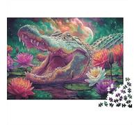 Cocodrilo en Water Lily Pond Puzzle Vida Silvestre Rompecabezas - 1000 Piezas Desafiante, Adultos, Regalo, Juego Familiar, Decoración del Hogar 38x26cm/1000pcs