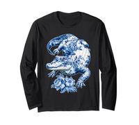 Cocodrilo Floral Vintage con Flores Delft Art Chinoiserie Manga Larga