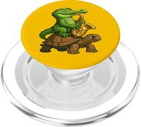 Cocodrilo Montando Una Tortuga Toca Saxofón PopSockets PopGrip para MagSafe