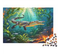 Cocodrilo Mundo Submarino Puzzle de 1000 Piezas Papel para Adultos Escenario Selva Acuática Relax Decoración Regalo 52x38cm/1000pcs