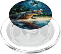 Cocodrilo Noche En La Playa Bajo Cielo Estrellado PopSockets PopGrip para MagSafe