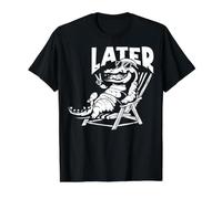 Cocodrilo - Nos vemos más Tarde Verano o Vacaciones - Cocodrilo Camiseta gráfica económica, Hombre, Negro, L