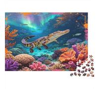 Cocodrilo Submarino Puzzle de 1000 Piezas Cartón para Adultos Arrecife Coral Colorido Océano Relajación Enfoque Decoración Hogar Regalo Nan