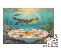 Cocodrilo Submarino Puzzle de 1000 Piezas Papel para Adultos Fiesta de Té Oceánica Relajación Decoración Hogar Regalo Juego Familiar 38x26cm/1000pcs