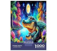cocodrilos iluminados por la Luna Puzzles Intelectual Desafío 1000 Piezas Animalesess Rompecabezas Pasatiempo Creativo para Adultos Y Niños A Partir De 12 Años 70x50cm/1000pcs