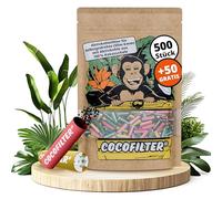 CocoFilter® Filtros de carbón activado 6mm de cáscara de coco [500 + 50 uds.] - 550 puntas de filtro slim naturales con extremos de cerámica para cigarrillos liados a mano, 27mm [en bolsa resellable]